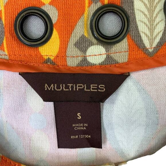 Multiples 3/4 Sleeve Blazer Denim Jean Jacket Snap Buttons Size S Orange Autumn - Picture 15 of 16